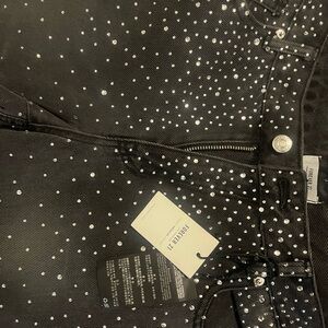 Forever 21 Washed Black Jeans with Silver Rhinestone Accents